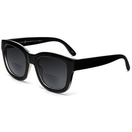 Gafas de sol Bifocal Reader Marlene Dietrich de lectura negro brillante 1.50 potencia (marco mediano)