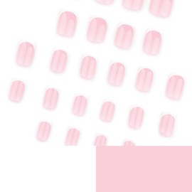 MouyouGlow Press on Nails Short, Squoval Nude Natural Pink White French Fake Nails with Nail Glue, Natural Pink White Tip Artificial Fingernails