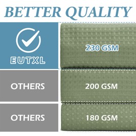 EUTXL EUTXL Sage Green Stall Hotel Shower Curtain - 230GSM Waffle Textured Heavy Duty Thick Fabric Shower Curtains for Bathroom,54W x 80H