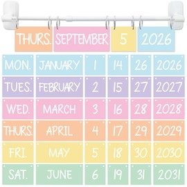 Magnetic Pastel Flip Calendar for Classroom Pastel Flip Calendar Bulletin Board Set Classroom Calendars with Magnetic Adjustable Holder & 54 Date Cards for Back to School Teacher Office Home Supplies