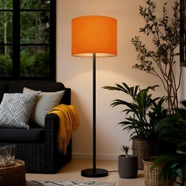 Drum Lamp Shades Orange fabric Lampshade for Floor Lamps Table Lamp Pendant Light Linen 13"x13"x10" Replacement Large Lampshades