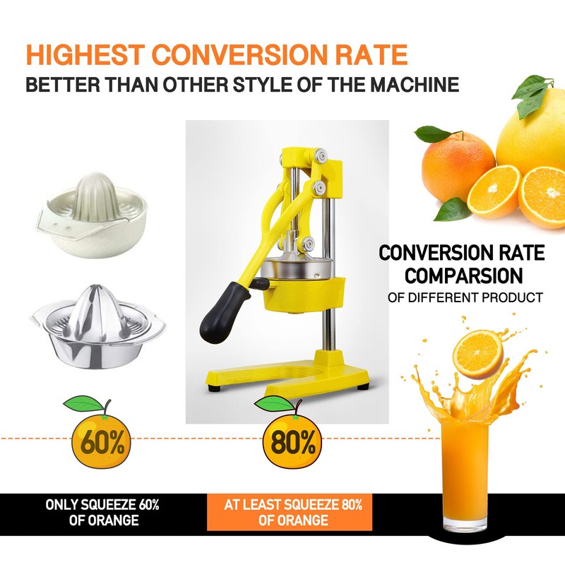 Gowintech Commercial Heavy Duty Cast Iron Hand Press Manual Orange