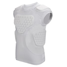 Youth Football Padded Shirt, Chest Rib Protector, Compression Padded Vest with 5-Pad for Sports Paintball Football Baseball Lacrosse