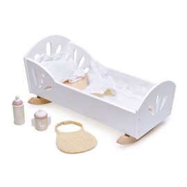 Tender Leaf Toys - Sweet Dreams Dolly Bed - Wooden Baby Doll Rocking Cradle with Bedding and Accessories - Encourages Love and Nurturing Play for Boys and Girls - Age 18m+