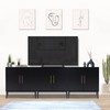 Vrullu Modern Storage Cabinet, Free Standing Buffet Cabinet, Black Sideboard
