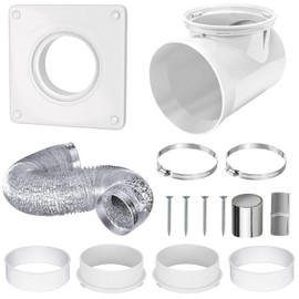 Dryer Vent Connector Kit, 90 Degree Dryer Vent Elbow with 4inch 5FT Dryer Vent Hose and Wall Mount Plate, Dryer Vent Connector Kit Dryer Vent for 4 Inch Dryer Hose in Confined Spaces