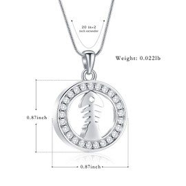 Hearbeingt Fishbone Cremation Jewelry for Ashes, Memorial Urn Necklace for Human Pet Stainless Steel Keepsake Pendant for Men Women(Silver-1)
