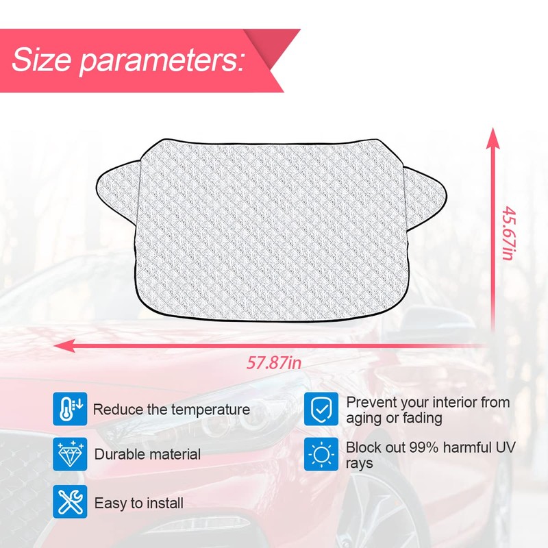 LoyaForba Car Magnetic Windshield Snow Cover, 4 Layers WAaterproof Windproof