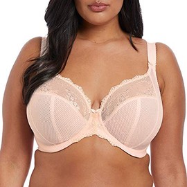 Elomi Women's Charley Stretch Plunge Bra: Stretch Lace & Mesh, Racerback Option. Low Plunge UK Sizes D-JJ, US Sizes D-N, Ballet Pink, 40G