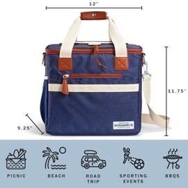 Fit & Fresh 24-Can Navy Insulated Soft Cooler Bag, 7.12 Liters, Portable, Leakproof, Insulated, PEVA Lined