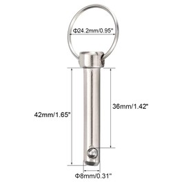 TA-VIGOR 2Pcs Quick Release Pins, 8mm Dia 45mm Length Bimini Top Pin Marine Hardware Carbon Steel for Boat Accessories Marine Hardware