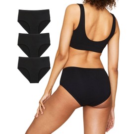 Subset Women's Organic Cotton Mid-Rise Brief 3-Pack, All Day Comfort, Natural Knickey Undies, Breathable Underwear for All Carbon