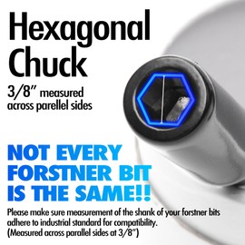 10 Inch Forstner Bit Extension for 3/8" Hexagonal Shank, Hole Saw Extension Chuck, for Adding Over 5-3/4 inches of Drilling Depth