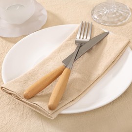 LINXTAR Linen Napkins Champagne Cotton Napkins Set of 6 17"x17" Washable Cloth Napkin Set Versatile Reusable Delicate Rustic Dinner Napkins for Dinner Wedding Party Banquet Baby Shower