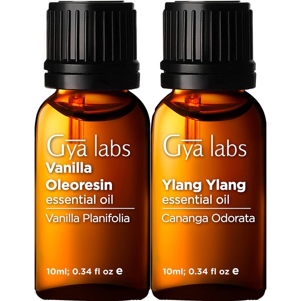Gya Labs Ylang Ylang Essential Oil & Vanilla Essential Oil (10ml) - 2-in-1 Pack