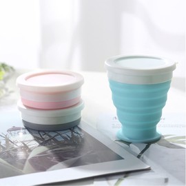 Taza de silicona vaso plegable de 3 piezas,200ml copa plegable segura y ligera con tapa, ideal para actividades al aire libre,Deporte,Senderismo,Oficina Y otras ocasiones son aplicables