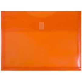 JAM PAPER Plastic Expansion Envelopes with Hook & Loop Closure - Letter Booklet - 9 3/4 x 13 with 1 Inch Expansion - Orange - 12/Pack