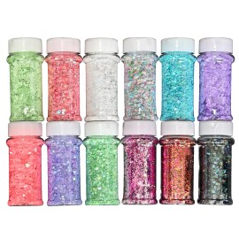 Friendly Materials  Cost 24 Pcs 2ozJar Glitter Sparkly Chunky Glitter for Crafts Snow and Nail Craft Chunky Glittercolor: Set 20 12 mix colors/Sparkly Glitter