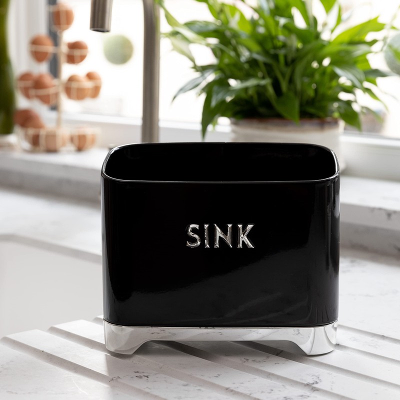 KitchenCraft Lovello LOVSINKBLK Retro Metal Kitchen Sink Tidy, 20 x