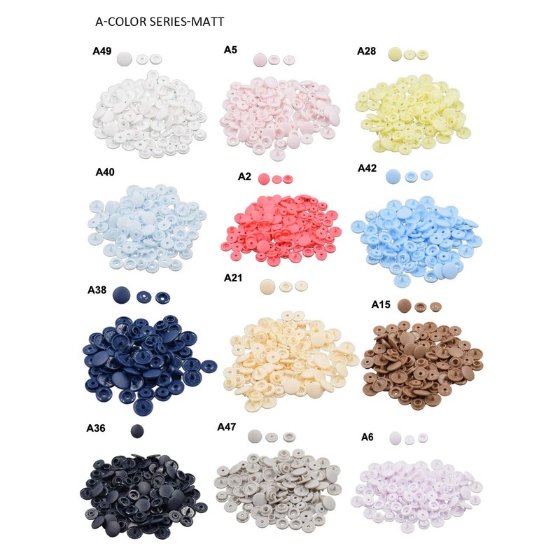 Plastic Snap Snap Handicraft White Round Matte T5 Set of