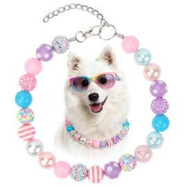 BWOGUE Beaded Dog Collar Necklace, Adjustable Necklace for Large Dogs