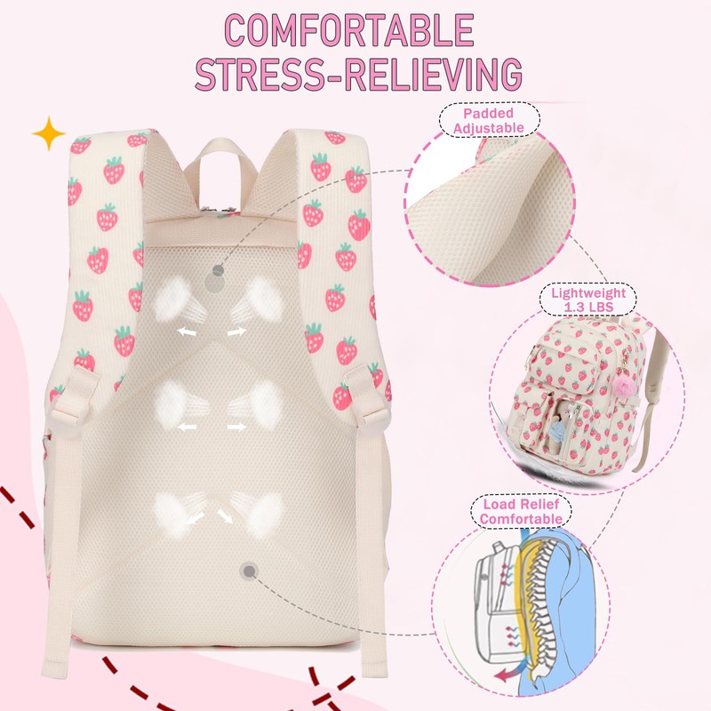 AUIVTY Corduroy Bow Backpack for Girls Teens School Bookbag with