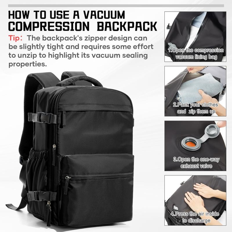Vacuum Travel Backpack｜Save 30% Space with Compression, Carry-On Size, Wet