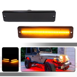 Tonsya Kit de lente ahumada negra con luz LED ámbar completa compatible con Jeep Wrangler YJ 1987-1995 de repuesto para parachoques delantero y lado del pasajero