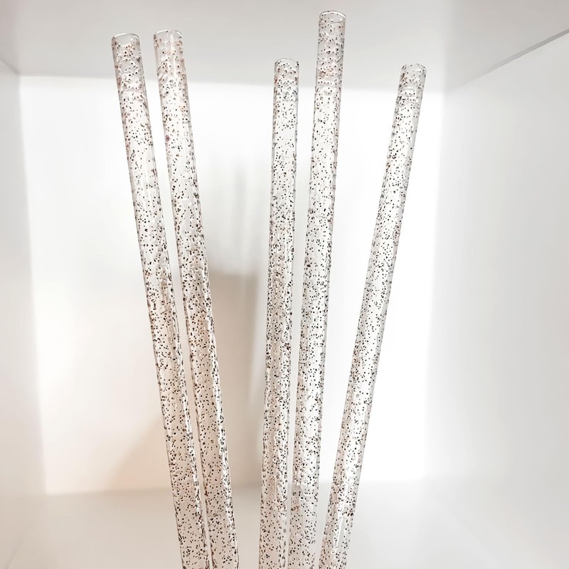 Unique Gold Glitter Reusable Plastic Straws (Pack of 10) -