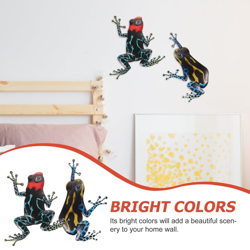 2Pcs Blue Iron Frogs Wall Decor - Creative Hanging Art