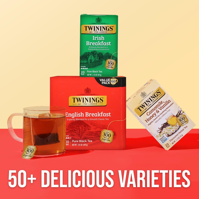 Twinings English Breakfast Black Tea Individually Wrapped Bags, 100 Count