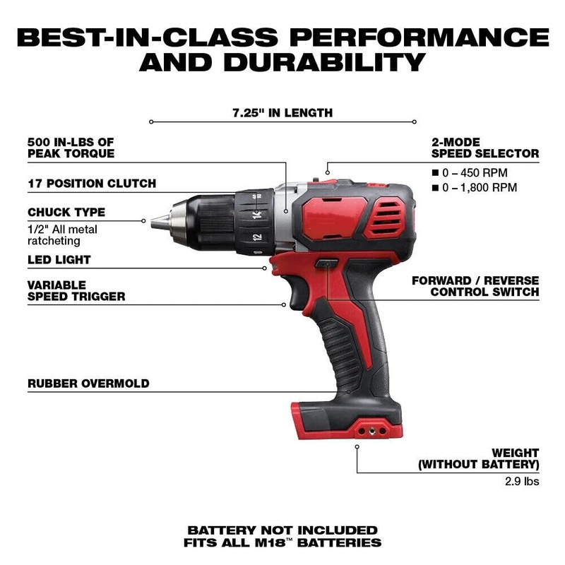 MKE-2606-20 For Milwaukee M18 18V Compact 1/2" Drill Driver (Bare