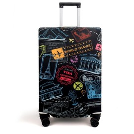 BBKON Luggage Covers Suitcase Cover Protector, Travel Luggage Protective Cover Suitcase Cover Washable Elastic Dustproof Travel Accessories (World Marks, M(22-25inch Suitcase))