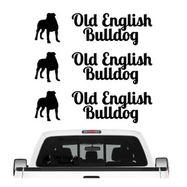 siviwonder Old English Bulldog OEB Sticker Set of 3 Dog Stickers Dog Motif Dog Foil Colour Black, Size 10 cm