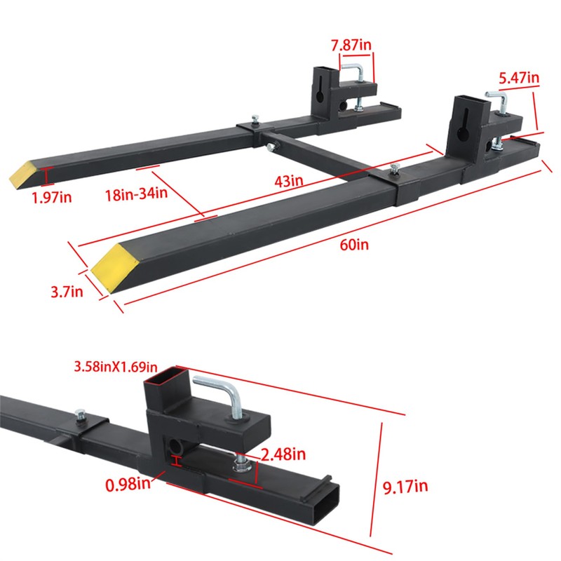 WFLNHB 60 4000 lbs Heavy Duty Pallet Forks with Adjustable