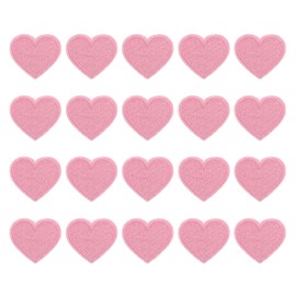 PATIKIL Heart Iron-on Patches, 20 Pcs Sew on Heart Embroidered Patches Appliques Embellishments for Clothing Jackets Hat Backpack Repairing Decorations, Pink, 1.6" x 1.4"