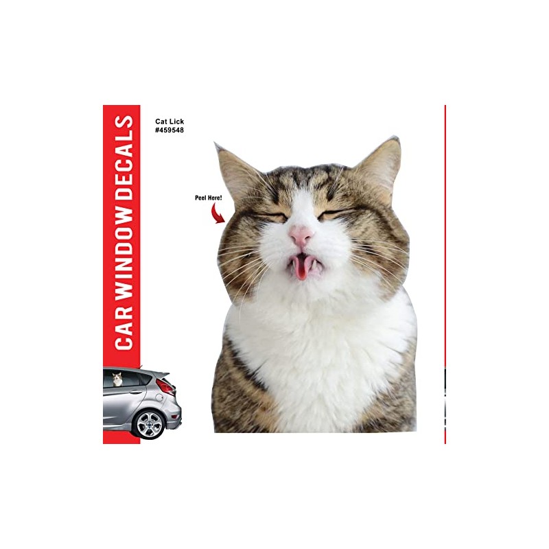 Cat Car Window Decals Funny 3D Weatherproof Decals (Cat Lick)