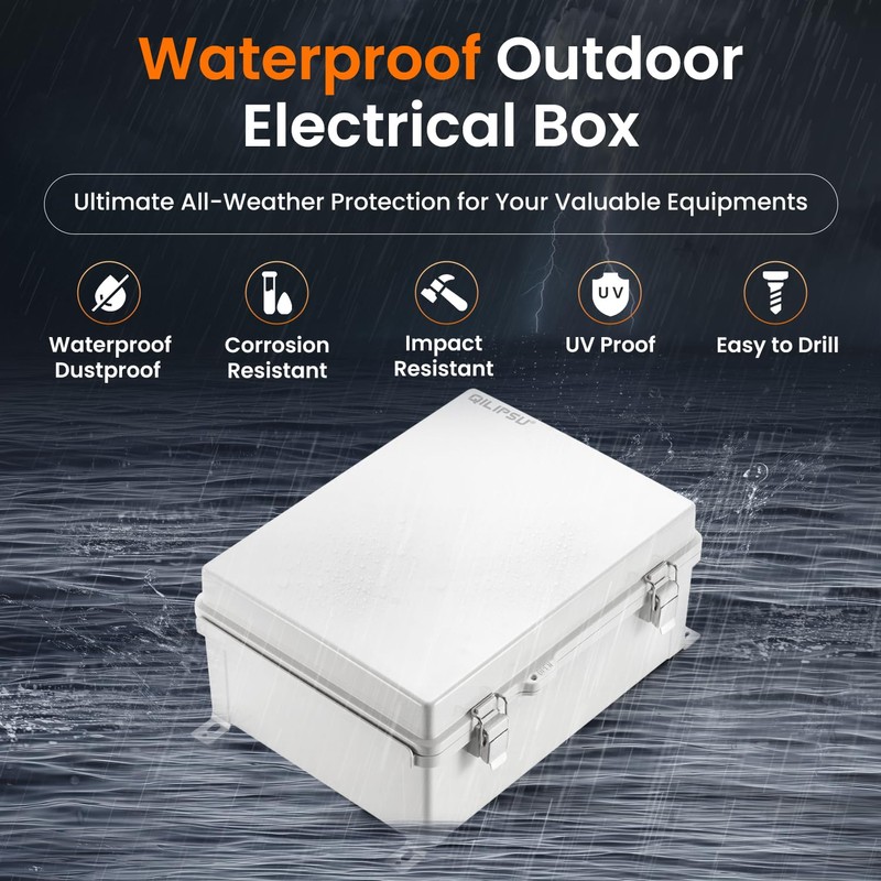 QILIPSU Outdoor Electrical Box, 14.6"x10.6"x5.9" Waterproof Junction Box IP67 Plastic