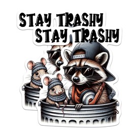 (2 Pack) Stay Trashy Raccoon Magnets - Trash Panda - Funny Raccoon Critter Magnet - 5" On Longest Side - Premium Magnet - for Cars, Refrigerators, Toolboxes, Lockers - Made in USA - MAG0500