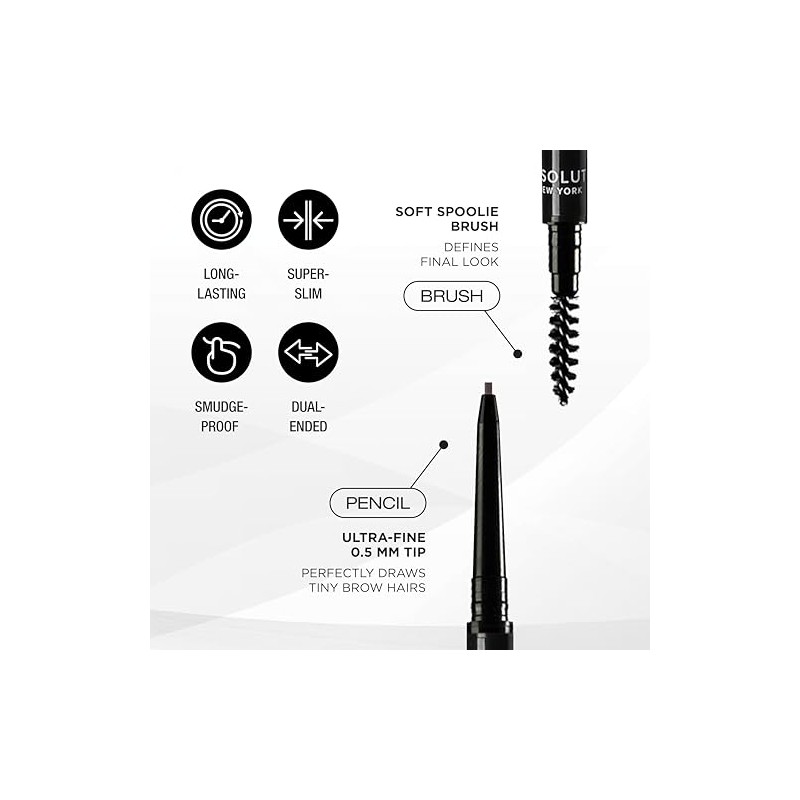 Absolute New York Super Slim Brow Pencil, Fine Point, Dual