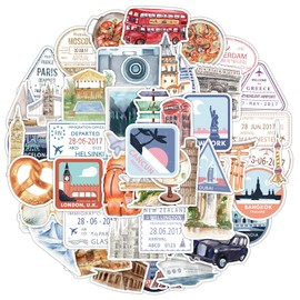 Vintage Travel Stickers Pack of 50 Waterproof Funny Outdoor Travel Holiday Stickers for Laptop Car Suitcase Skateboard Scrapbook Luggage Guitar Vinyl Trendy Landscape Stickers for Adults