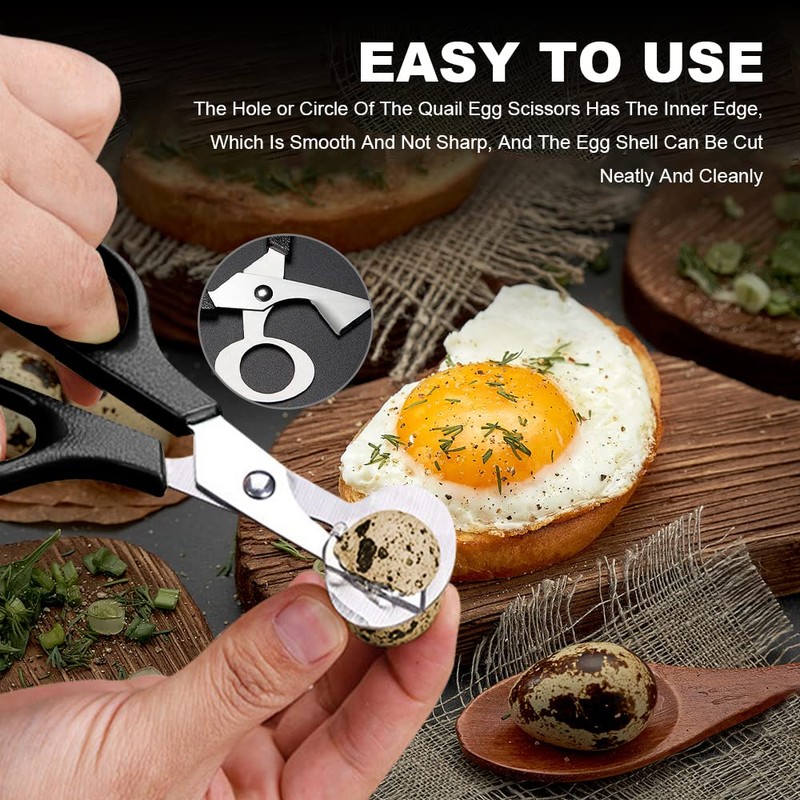 LYCXAMES Quail Egg Scissors, 2 Pieces, Stainless Steel, Black, Egg