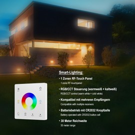 HEXIM 12-48V LED Controller & Remote Control - Smart Home & Phone Voice Control Alexa Google Assistant (Depending on Model) - (TW5 White - 1 Zone Wall Switch)