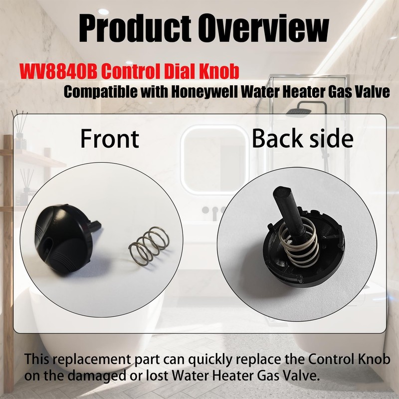2-Pack Black Control Dial Knob Compatible with Honeywell Water Heater
