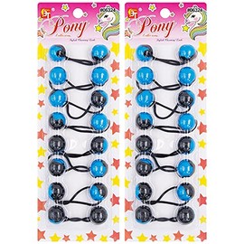 16 Pcs Hair Ties 20mm Ball Bubble Ponytail Holders Colorful Black Two Tone Elastic Accessories for Kids Children Girls Women All Ages (Blue)