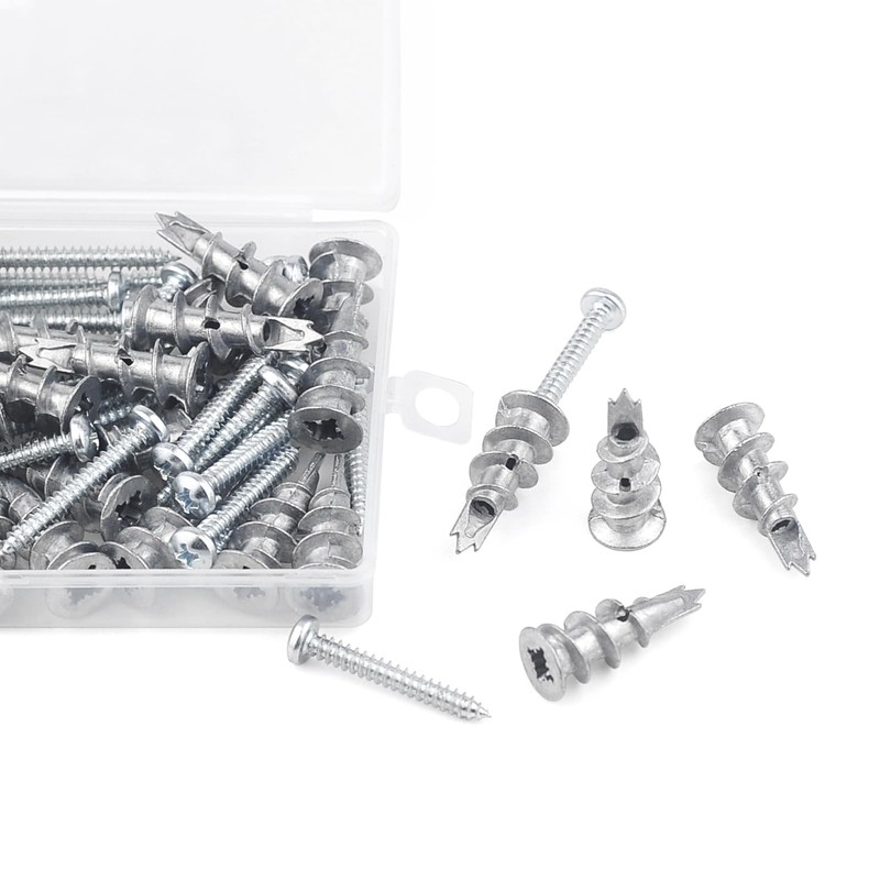 JINTANG Plasterboard Dowels, 40 Pieces, Self-Drilling Plasterboard Dowel Metal with