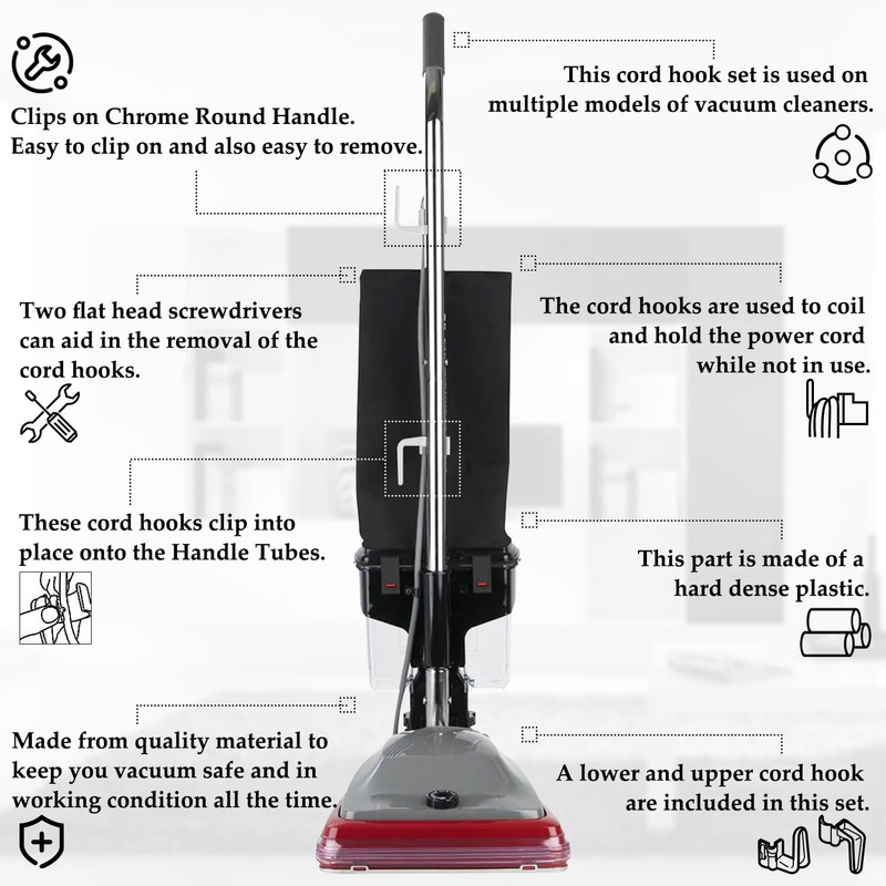 HASMX Cord Handle Hook Set Simple Attaching Hook for Eureka