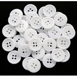 GANSSIA 23/32 Inch (17.5mm) White Color Buttons Sewing Flatback Button for Shirt Garment Sewing or Crafts Pack of 100 Pcs
