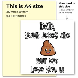 Fathers Day Card Funny Happy Father's Day Cards For Dad Jokes Rude Poo Pun With Blue Envelope