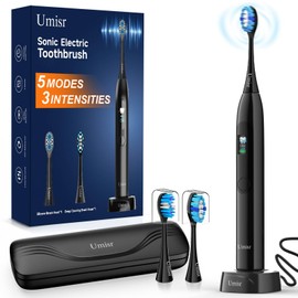 Electric Toothbrush for Adults - 90 Day Battery Life, Rechargeable Sonic Toothbrushes with Pressure Sensor, Smart Screen Travel Electric Toothbrush with Case, 5 Cleaning Modes & 3 Intensities Settings